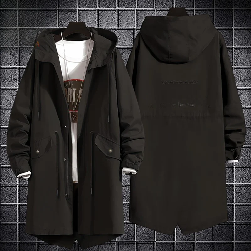 

Весенне-осенне-зимняя куртка с капюшоном средней длины, мужская и женская, хлопковое пальто, модная брендовая ветровка из полиэфирного волокна, стандартный крой