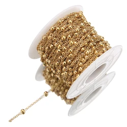2-5 Meters Stainless Steel Beaded Cable Link Gold Beads Ball Chain for DIY Necklace Anklets Bracelets Components Jewelry Making