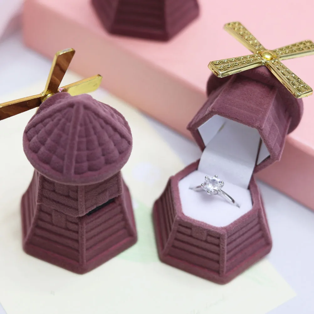 

Plastic Flocking Ring Box Heart Shaped Wedding Engagement Valentine Storage Case Gift Boxes Stylish Security Display Charm