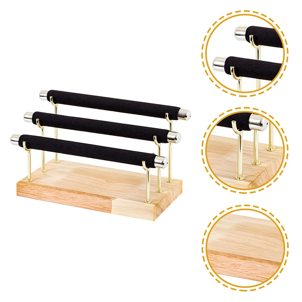 3-Tier Solid Wood Ring Holder Durable Jewelry Display Rack Practical Ring Organizer Storage Stand Rings Storage Holder