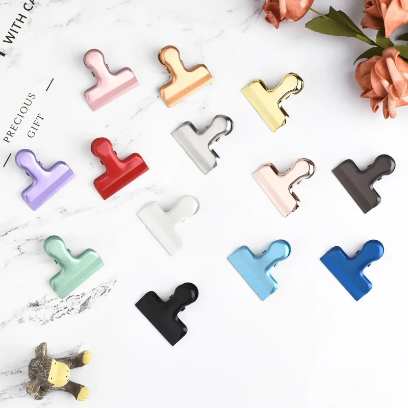 Fromthenon Ins Style Metal Clamp Clip Candy Color Binder Paper Clips Scrapbooking Photo Card Holder Decoration Stationery