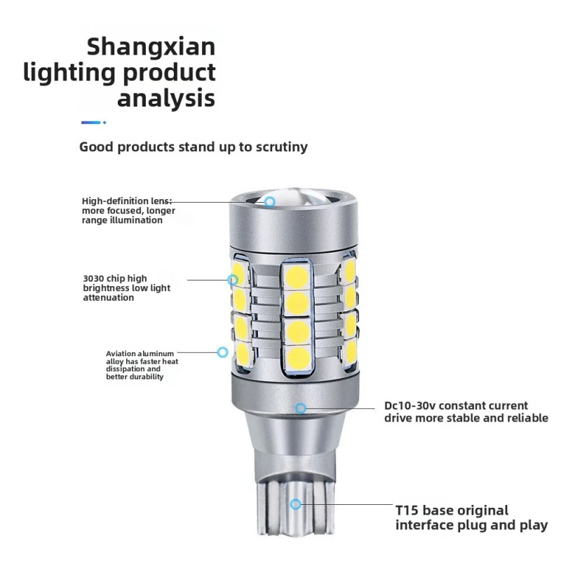 LED Car Lights T15 Reversing Light 1452LM High-Brightness Decoding 3030 Car Light Bulbs, Car Tail Lights, Brake Lights