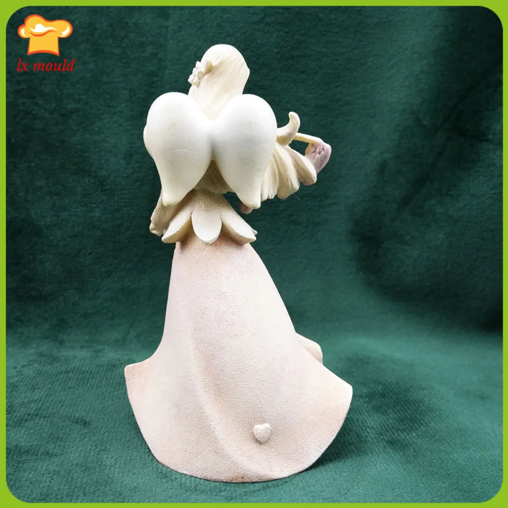 3D Angel & Lily Valley Flower Bouquet Silicone Mold Cake Decor Sugarcraft Chocolate Baking Mould DIY Polymer Clay Candle Tools