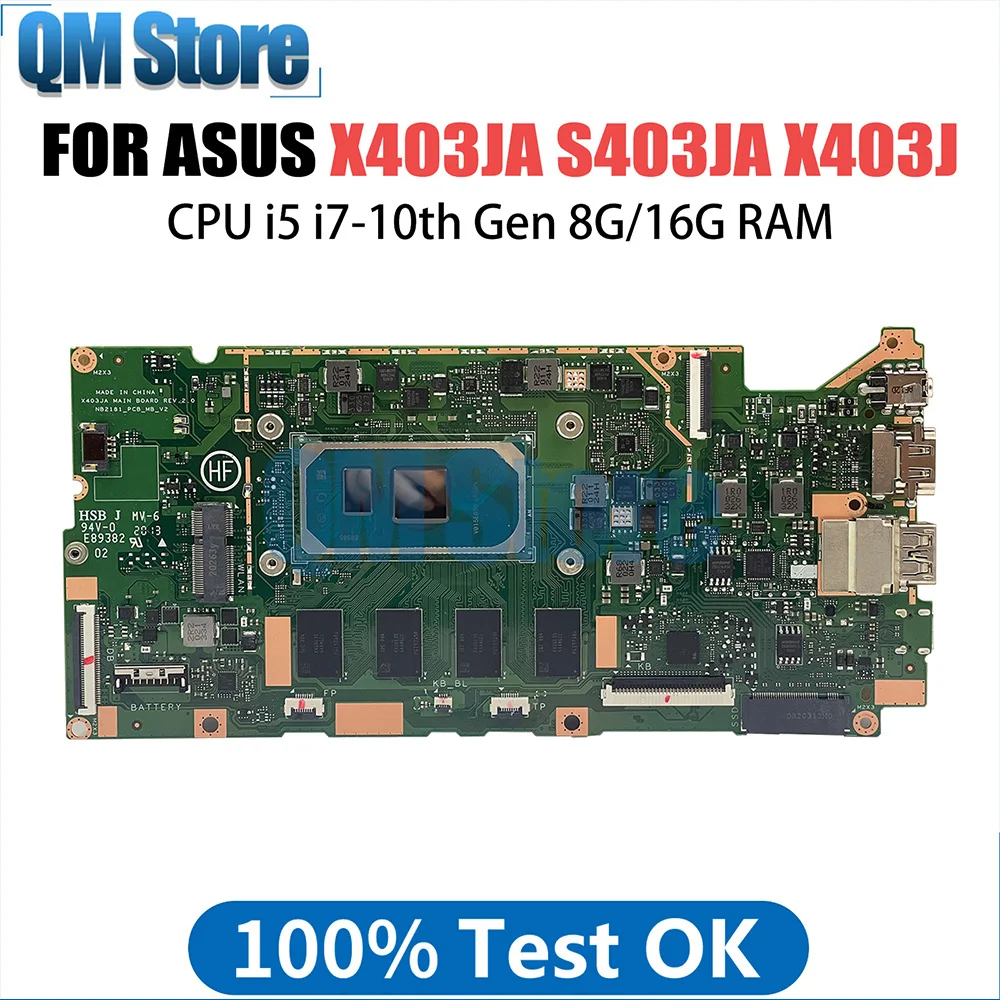 

Laptop Mainboard For Asus VivoBook 14 X403JA X403J S403JA Notebook Motherboard i5 1035G1 i7 1065G7 CPU 8G 16G RAM Systemboard