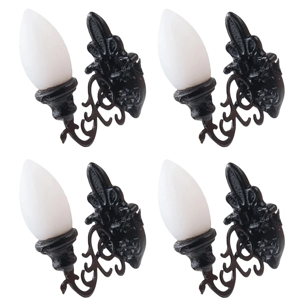 

4 Pcs Building Blocks Dollhouse Wall Light Toy Miniature Scene Lamp Sand Table Abs Tiny Model