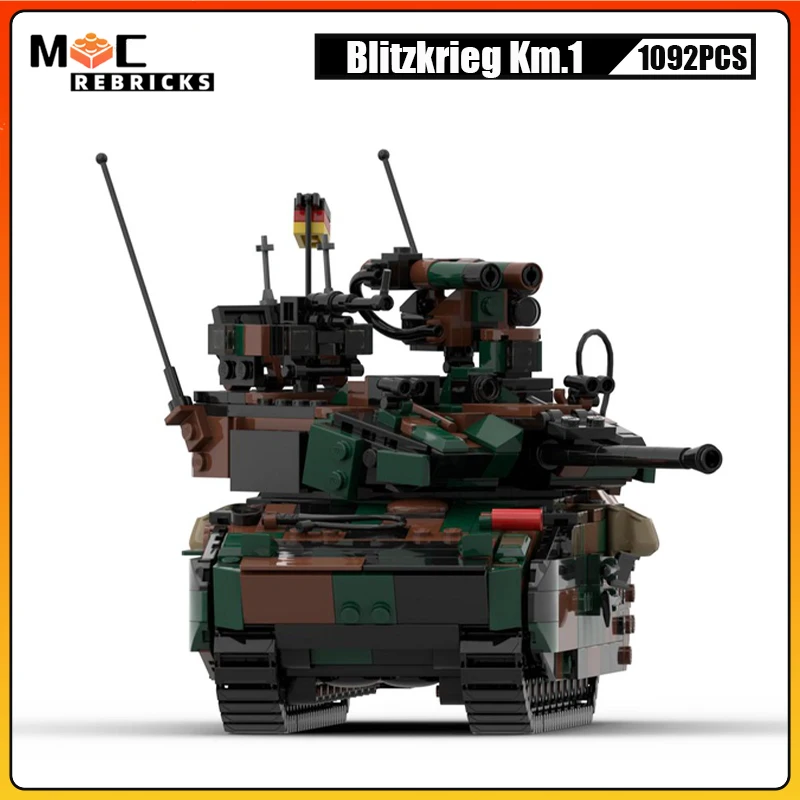 

MOC Building Blocks Heavy Armored Vehicle Blitzkrieg Km.1 Air Rescue Tank Technology Military Weapon Bricks Model Kid’s DIY Toys