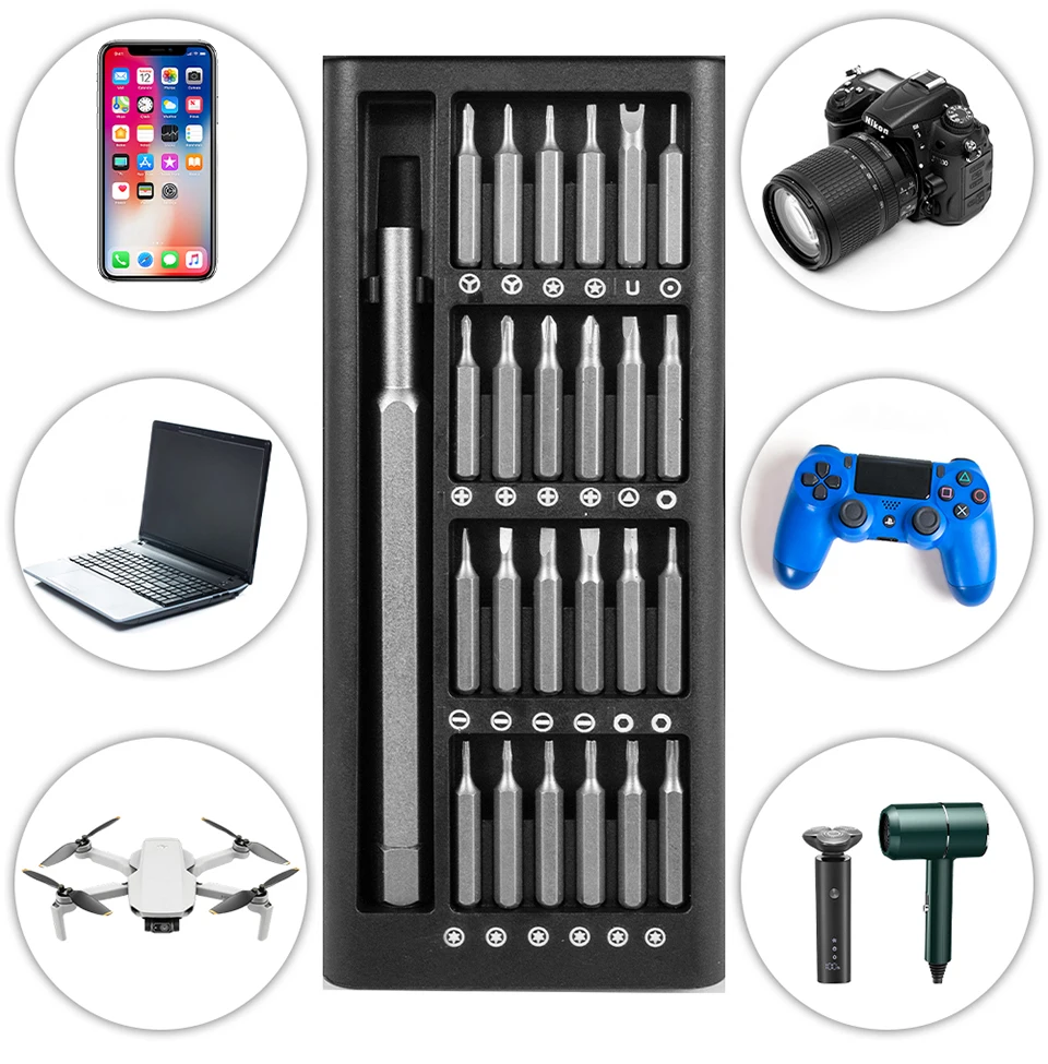 25/63 in 1 Präzisions-Magnetschraubendreher-Set, Phillips-, Torx-, Hex- und Flachbit-Spitzen, Reparaturset für iPhone, PC, Uhr, Kamera & Brillen – Detail 5