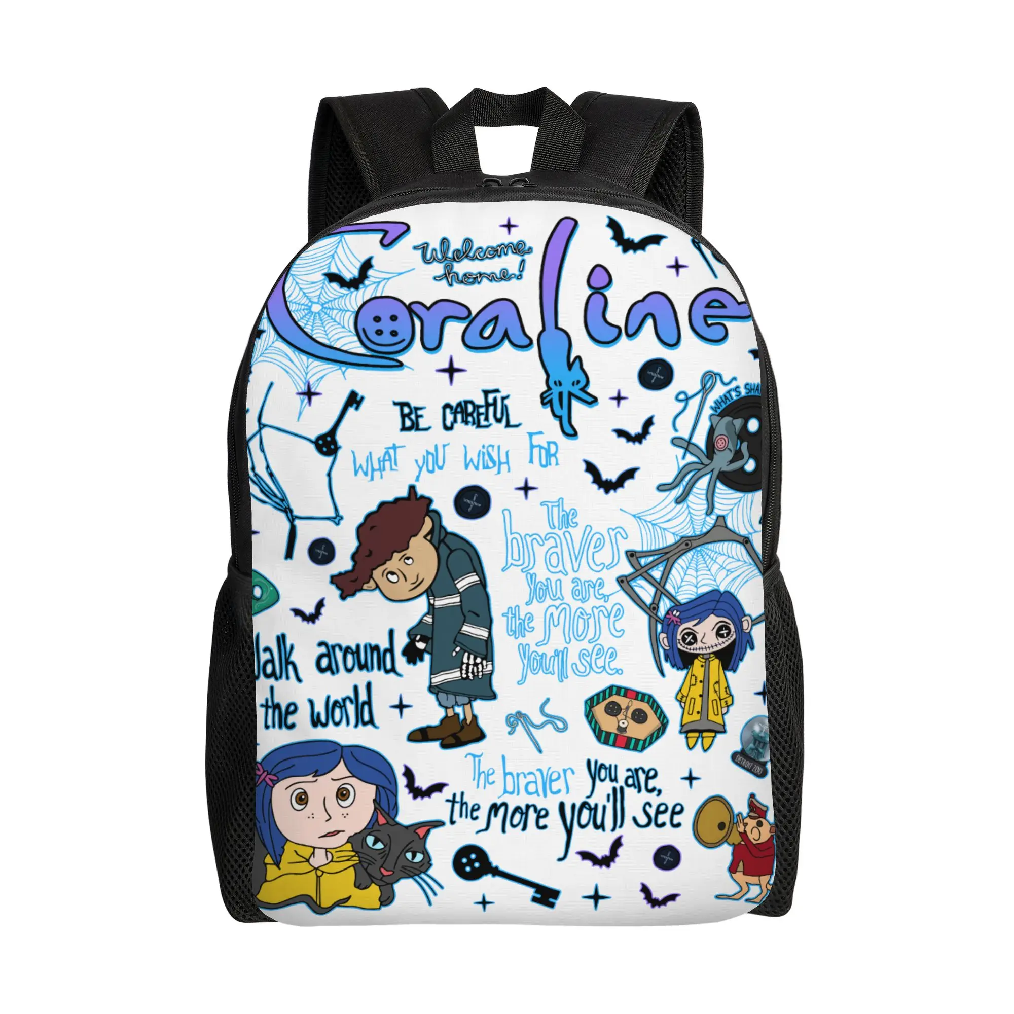 

Horror Cartoon Coraline Teenage Backpack Gift Student Work Daypack for Men Women Laptop Computer Canvas Bags