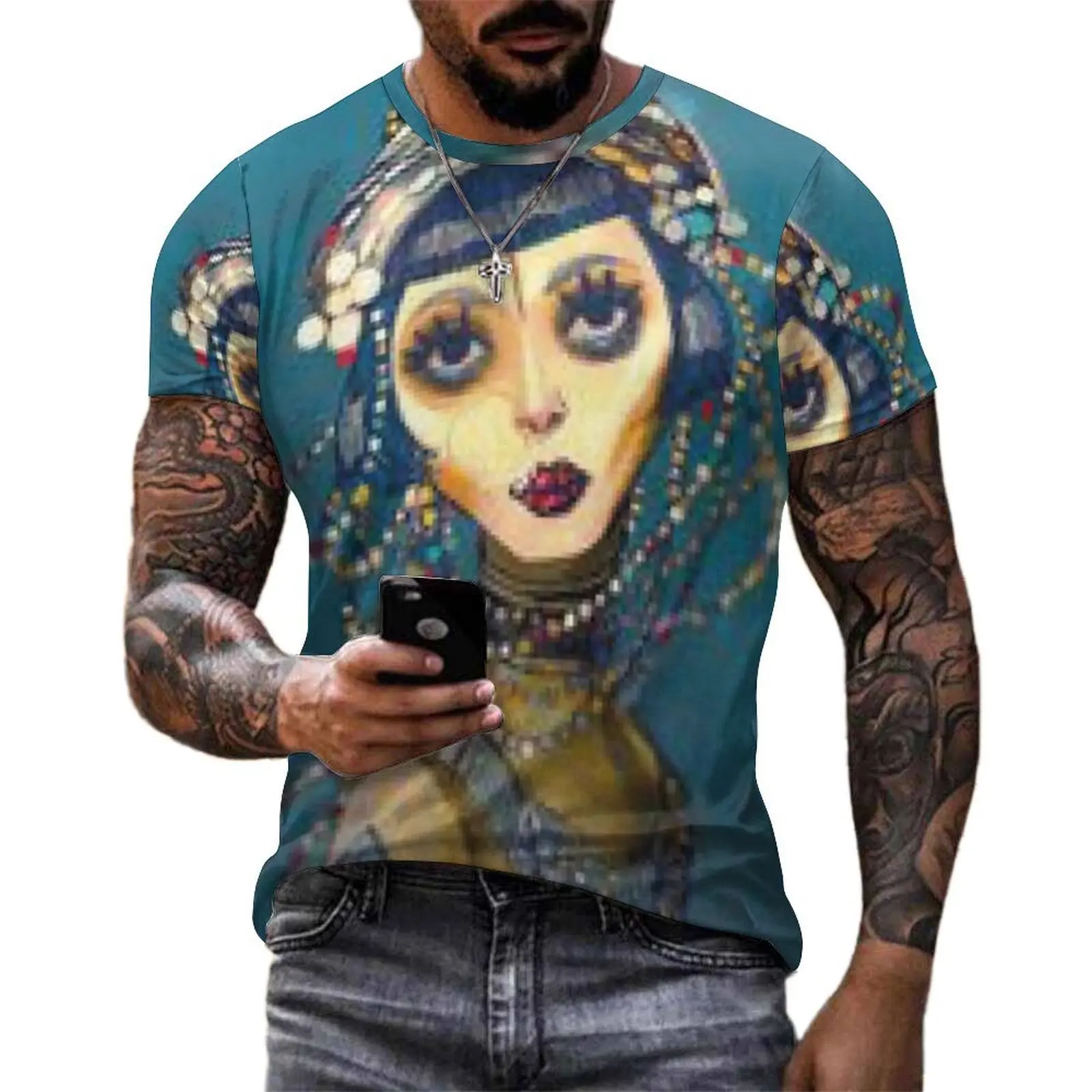 Jibaro Oil Painting T Shirt For Mens Martha Kivelson Design T-Shirts Beach Fashion Tops Short-Sleeved Aesthetic Oversized Tees