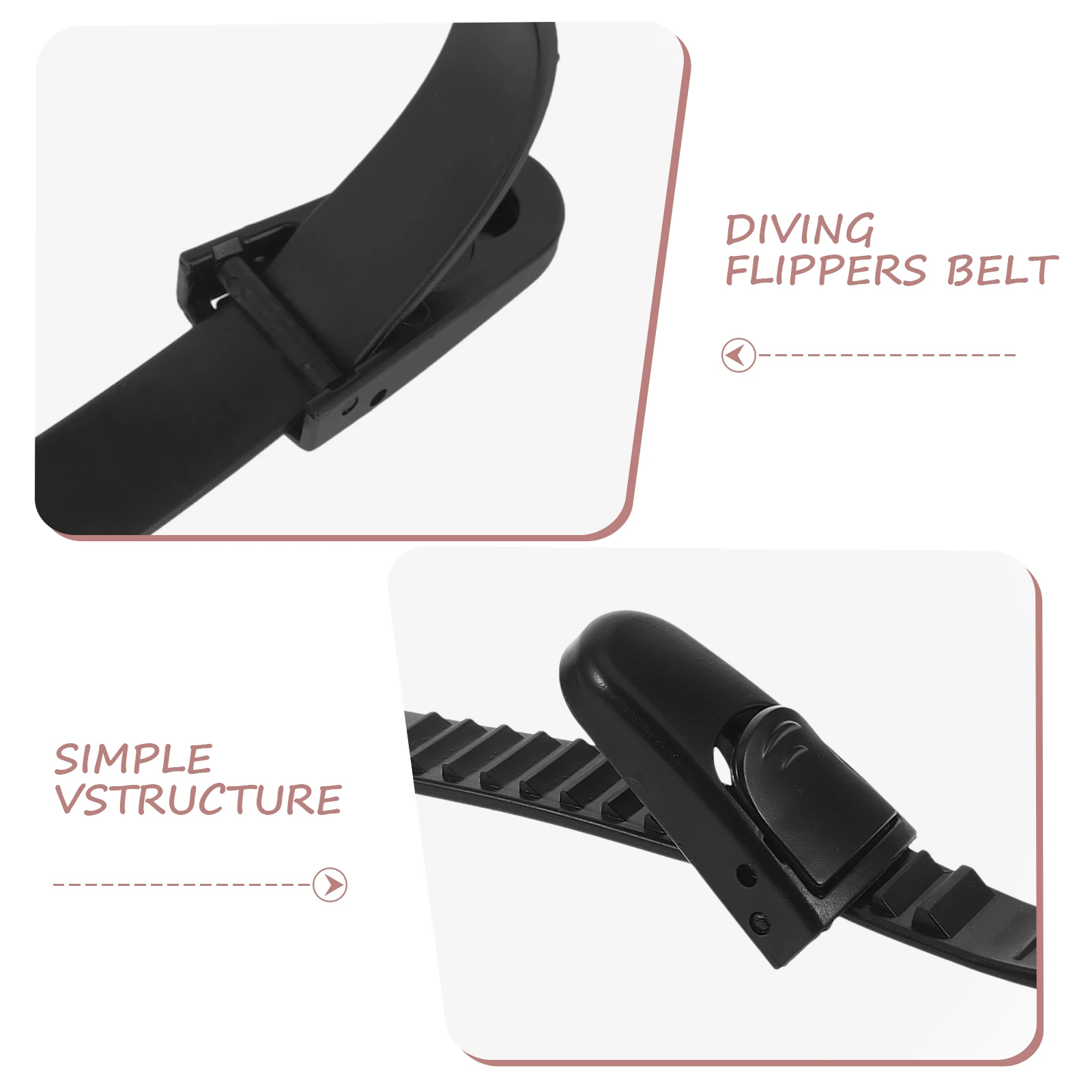 

1 Pair Dive Fins Replacement Straps Black Plastic Adjustable Buckles Non Skid Spring Straps Swimming Scuba Diving Fin