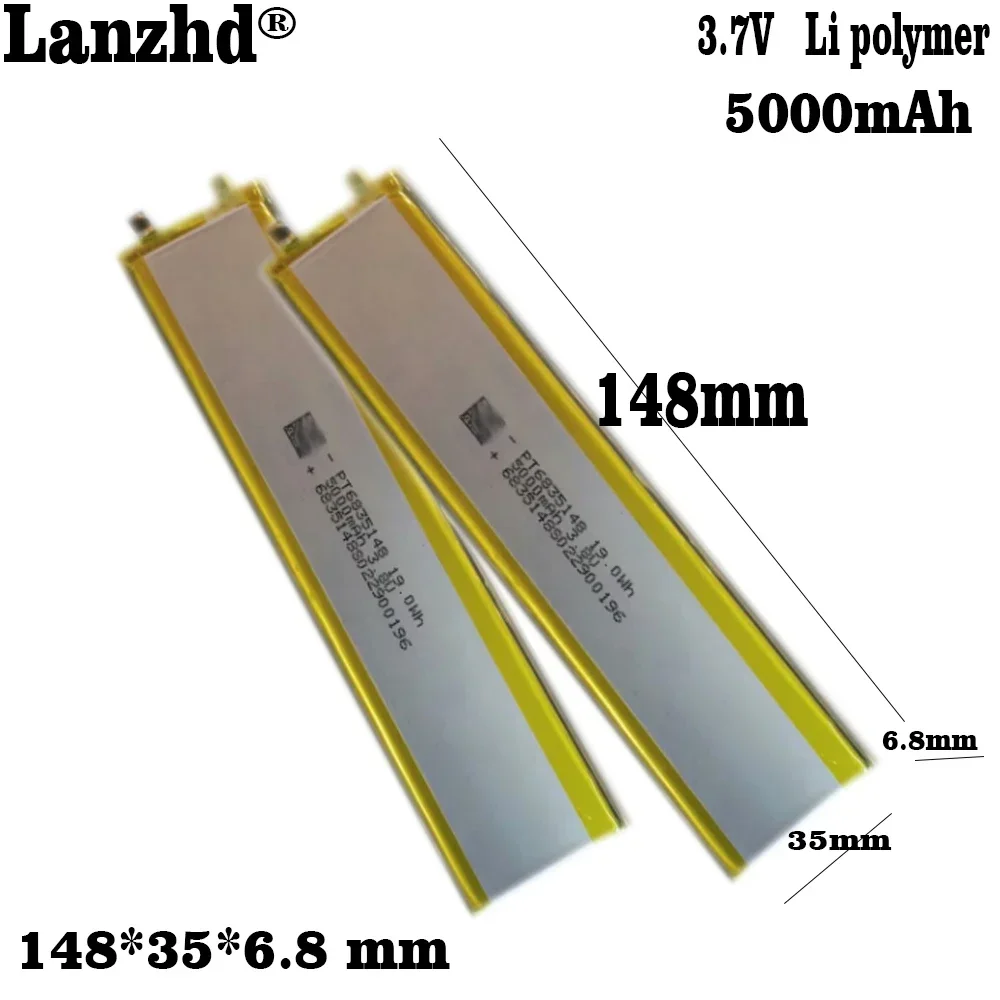 1-12pcs  6835148 3.7V 5000mAh Rechargeable Lithium Polymer Battery For Cabinet LED light strip medical detection Li ion Cell