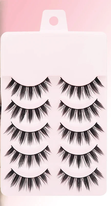 

5 Pairs Manga Lashes Eyes Lashes Soft Natural Long Eyelashes Fake Lashes Anime Wispy Strip False Eyelashes Makeup