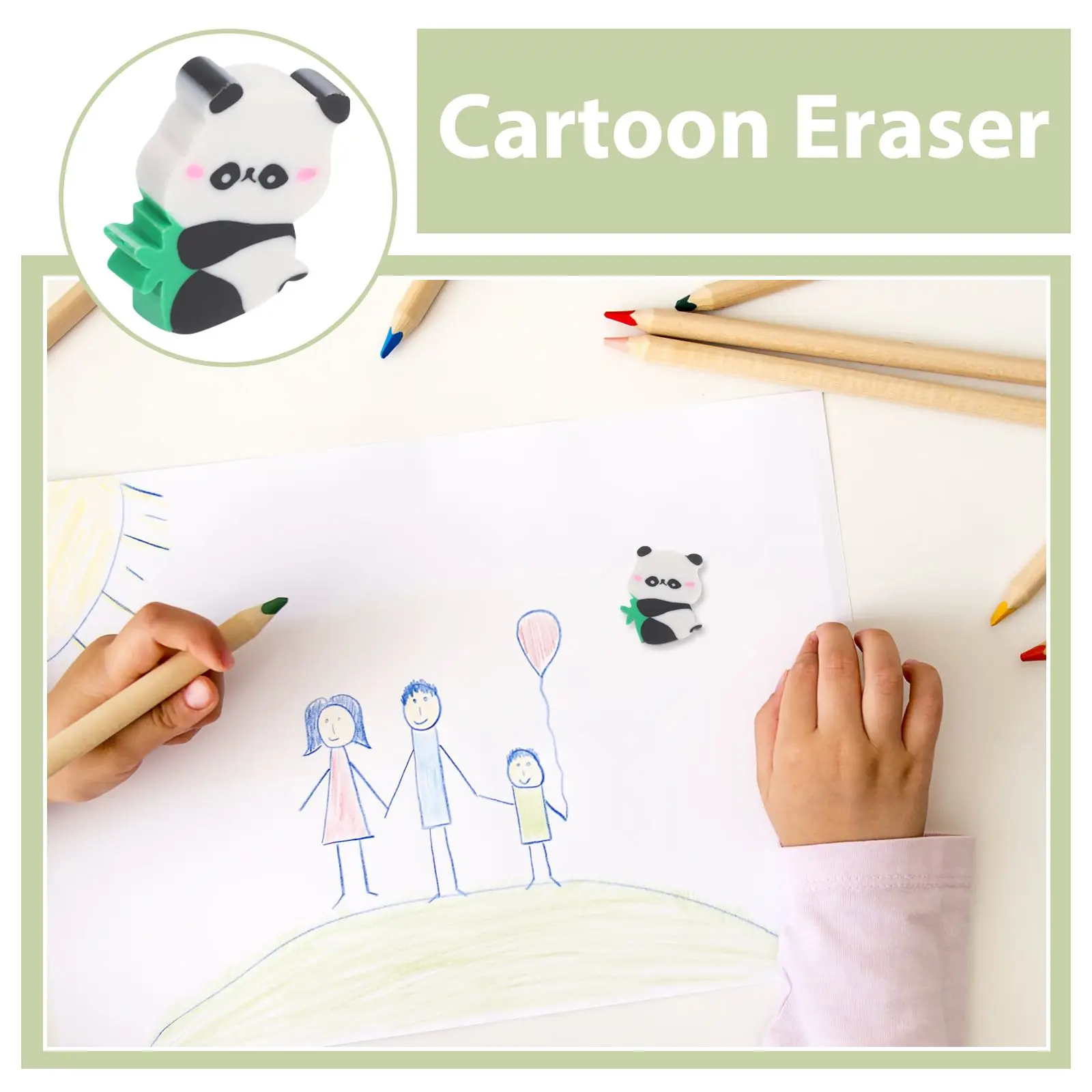

50 Pcs Giant Panda Eraser Cute Kawaii School Supplies Mini Food Student Small Cartoon Toy Material Portable Fun Educational