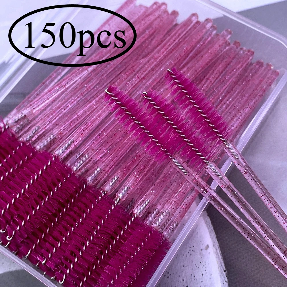 150 قطعة فرشاة رمش المتاح مقبض كريستال ماكياج فرش عصي الماسكارا قضيب صندوق حزمة رمش تمديد لوازم