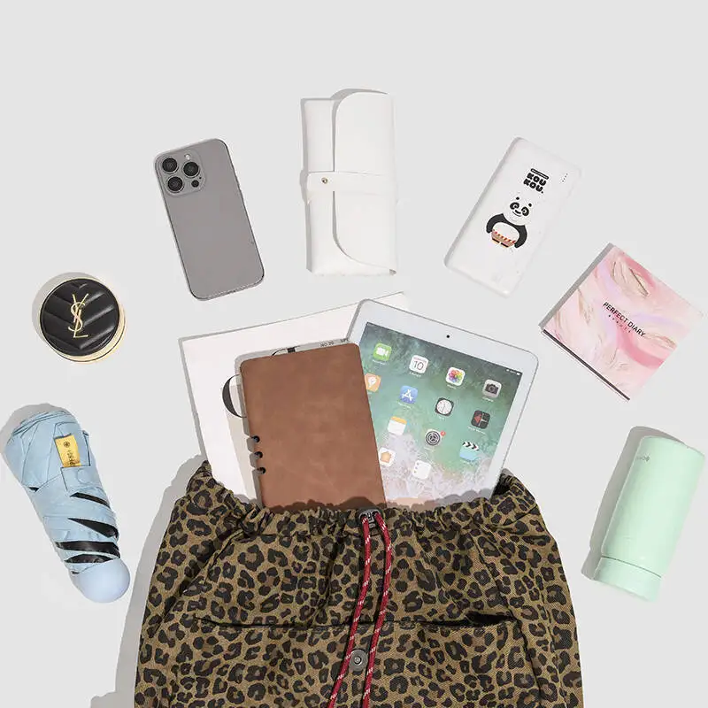 ليوبارد طباعة حقيبة الظهر محفظة النساء الرجال كبيرة المرأة على ظهره الجلود السفر عارضة Daypack حقيبة الظهر محفظة السيدات الكتف #6