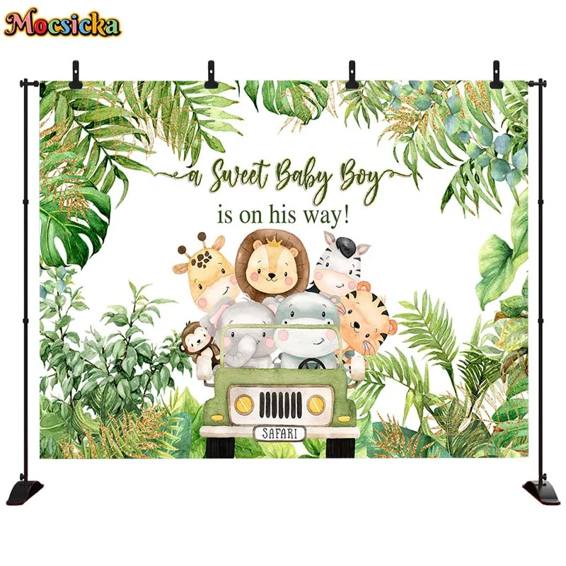 MOCSICKA حيوانات الغابة الوليد التصوير خلفيات سفاري استحمام الطفل الديكور 2023 خلفية حفلة تخصيص الاستوديو