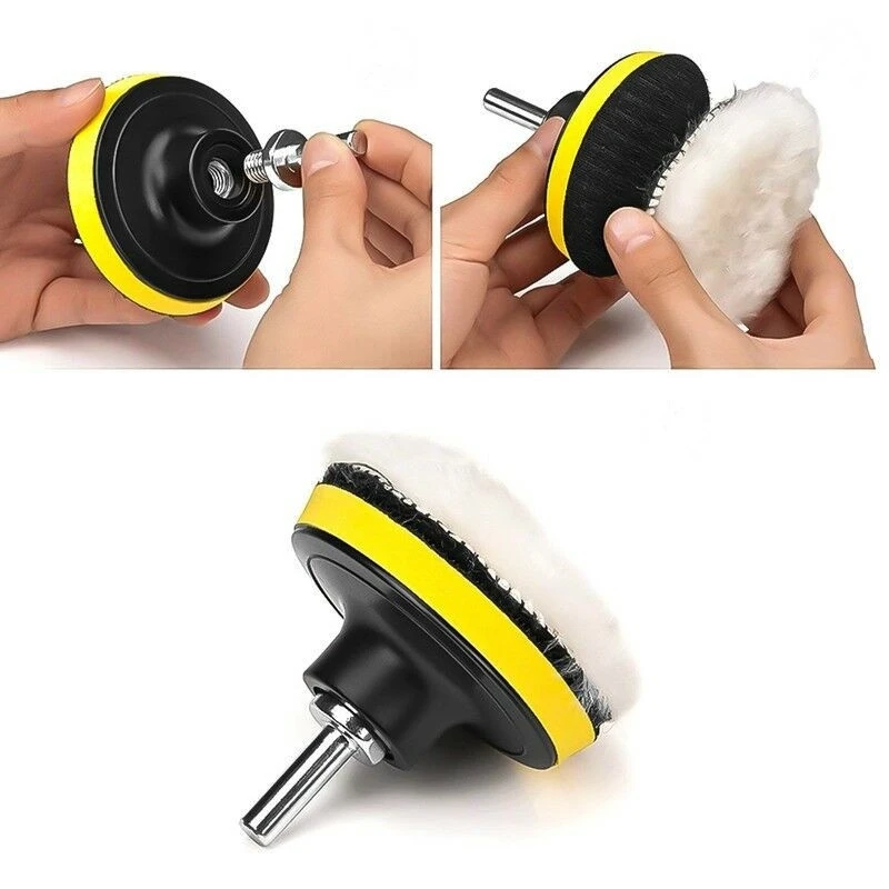 5pcs/set 3 Inch 80mm Soft Universal Disc Brush Polish Wool Pad Machine Waxing Polisher Cleaning Tools Drill Brush Accessories