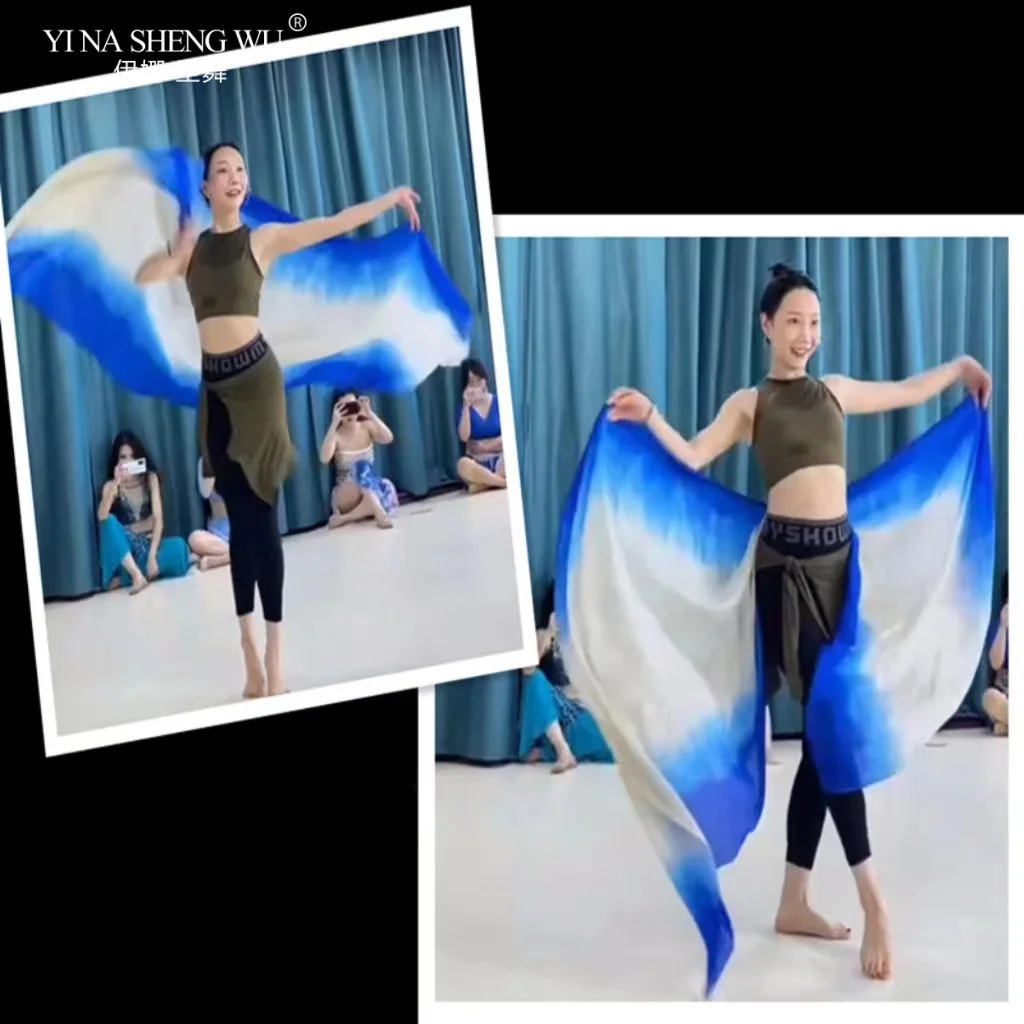 Echte Zijden Sluier Sjaal Vrouwen Sjaal Kostuum Accessoire Op Maat Handgemaakte Geverfde Zijden Sluier Buikdans Rekwisieten Puur Natuurlijke Sluier