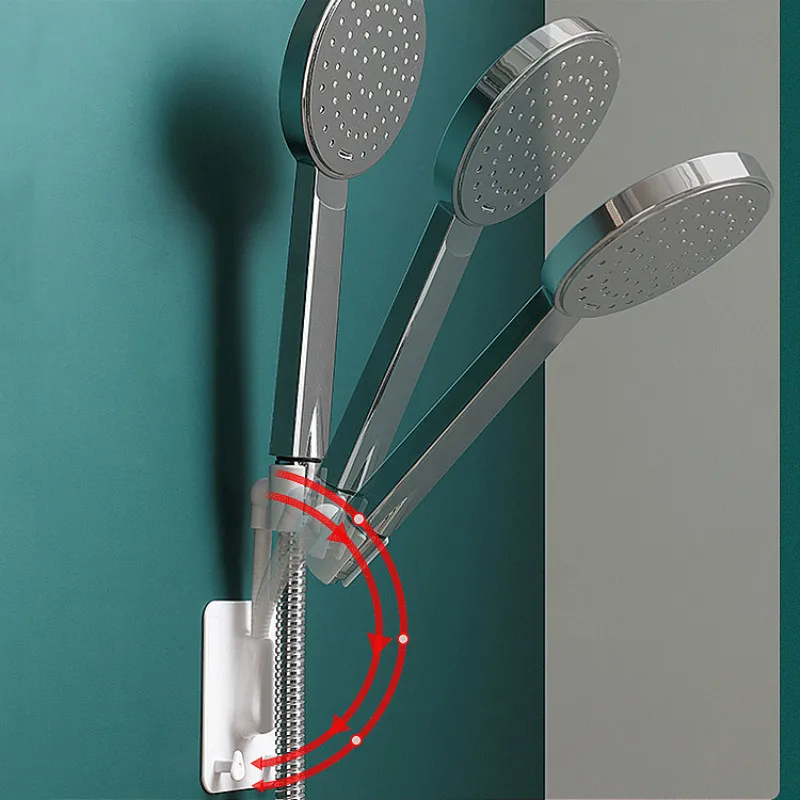 Shower head bracket with hook adjustable self-adhesive hole-free holder wall-mounted shower bracket bathroom accessories