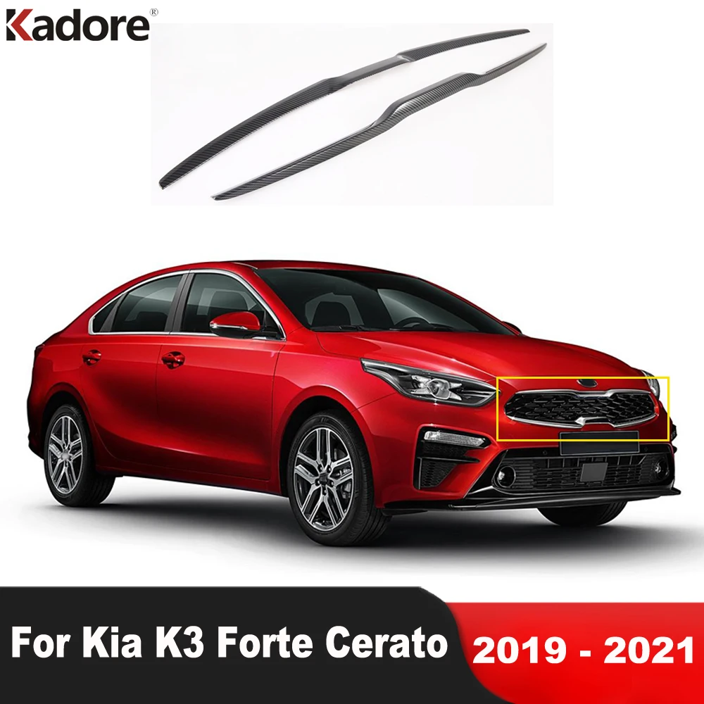 

For Kia Forte Cerato K3 2019 2020 2021 Carbon Fiber Car Accessories Front Center Grille Grills Cover Trim Molding Garnish Strip