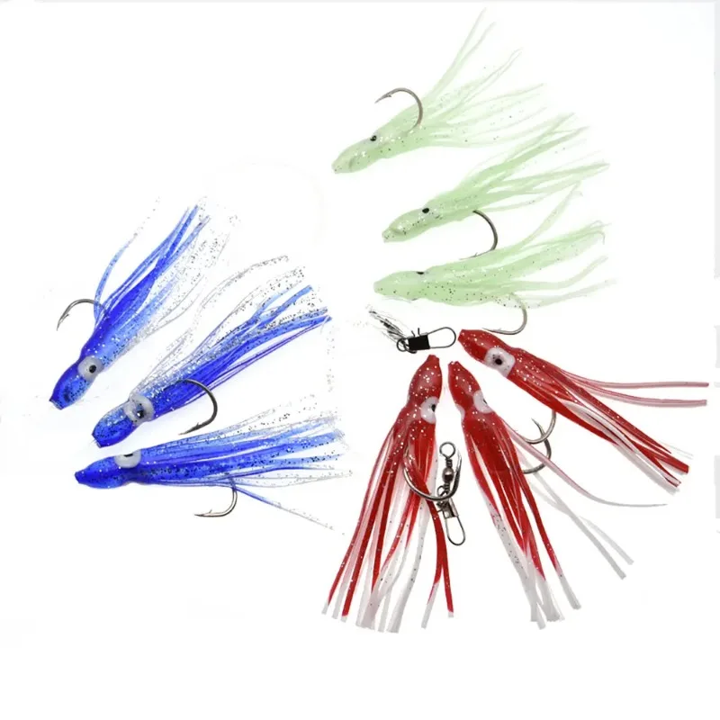 Artificial Squid Soft Bait,Fishing Rope Hook With 2 Sharp Hooks, Used For Sea Fishing Bait, Sabiki Hook