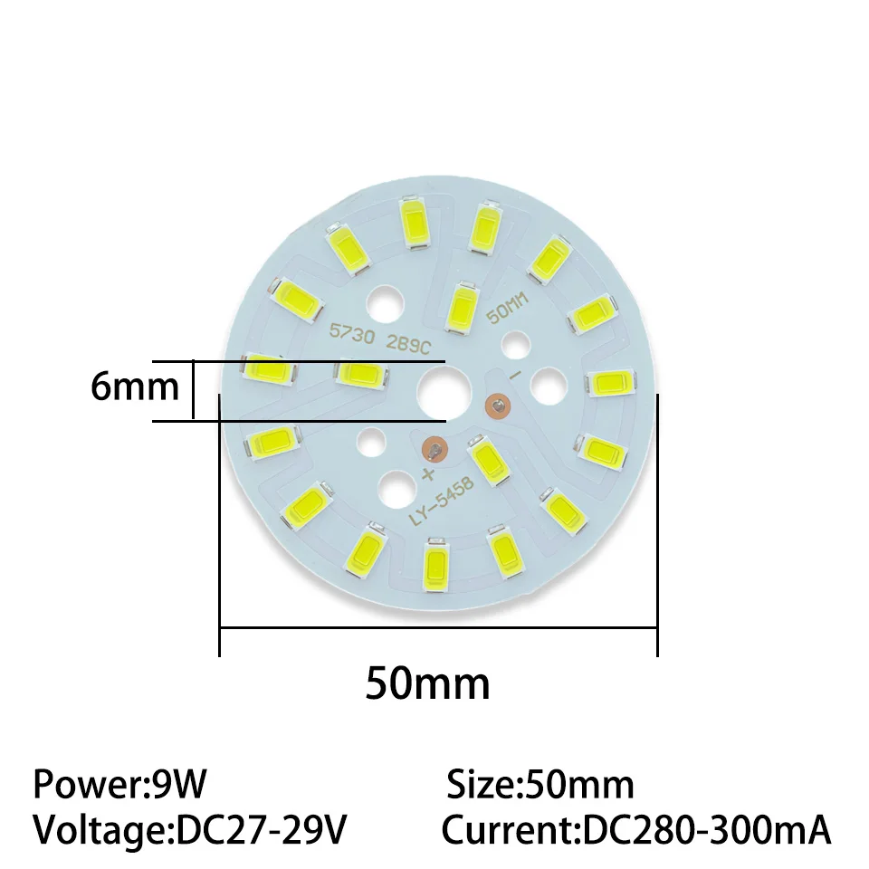 5Pcs 9W SMD5730 Brightness Light Board LED Lamp Panel 50mm 58mm 65mm 78mm 85mm For DIY Ceiling Bulb Light Downlight