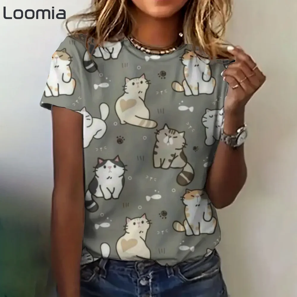 

Футболка с животным принтом, женская одежда, новые летние футболки с рисунком животных, популярная корейская одежда, модная женская одежда с круглым вырезом, топы