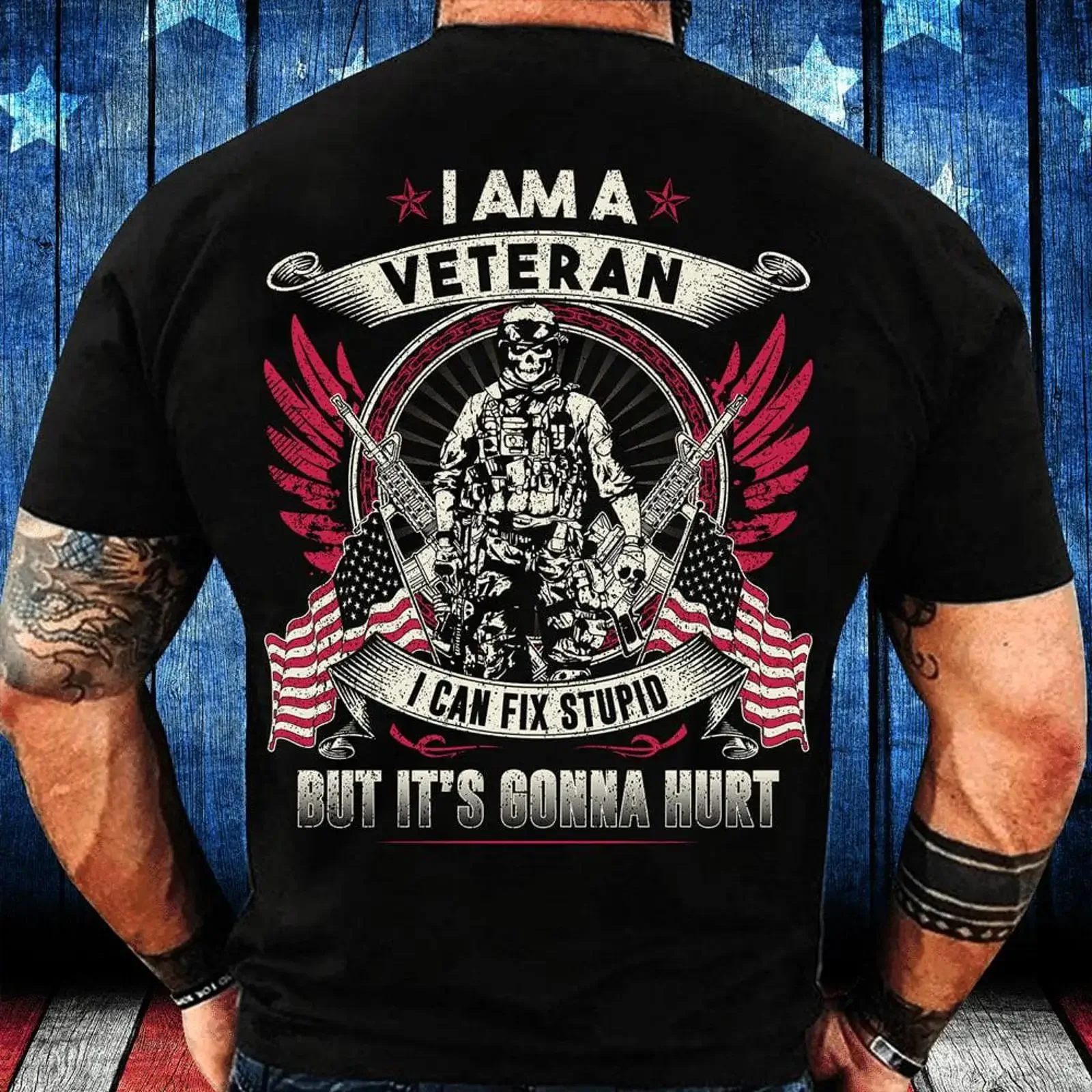 Veteran T shirt s For I Am A Can Fix Stupid But It's Gonna Hurt vintage Washed Casual Top For Everyday Wear Comfortable Unisex