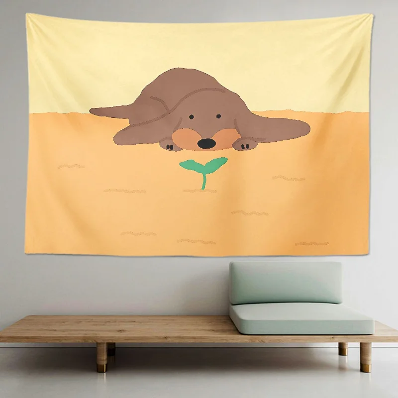 VIKAMA Cat And Dog Minimalist Wall Tapestry Cute Pet Kawaii Home Decor Cozy Soft Durable Aesthetic Gift Washable Indoor Vibrant