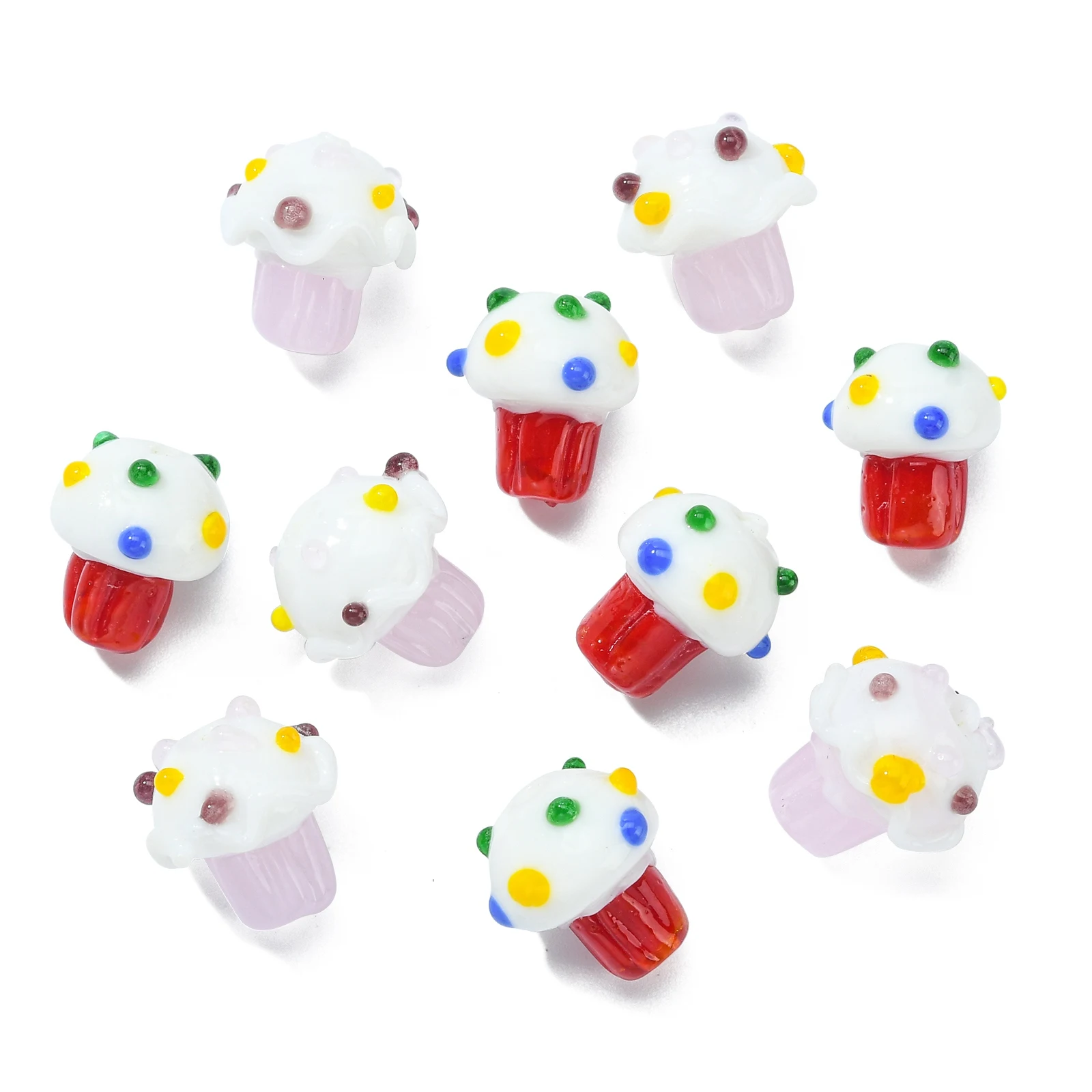 

PandaHall 10Pcs 2 Color Handmade Bumpy Lampwork Beads Cute Food Ice Cream Lampwork Glass Beads for Jewelry Making DIY Supplies