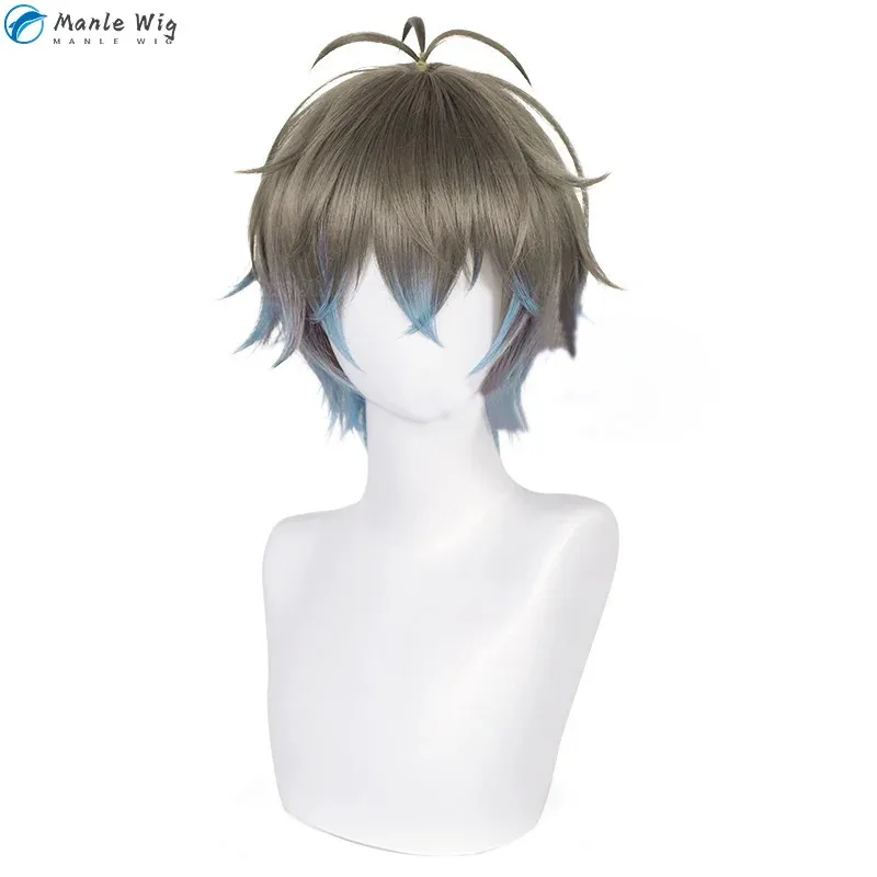 Vtuber NIJISANJI EN تأثيري 30 سنتيمتر قصيرة Luxiem Ike Eveland مقاومة للحرارة الاصطناعية الشعر باروكات الحفلات + غطاء شعر مستعار