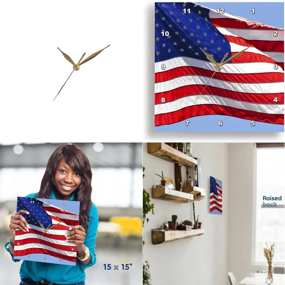 

15 Patriotic USA Flag Wall Clock, 15 x 15 - Americana Style (DPP_53611_3)