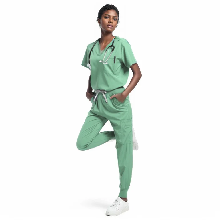 Nieuwe Rechte Broek Scrubs Set Medische Uniformen Stretch Tops met Zak Verpleegster Uniform Chirurgie Pakken Verpleging Werkkleding Accessoires