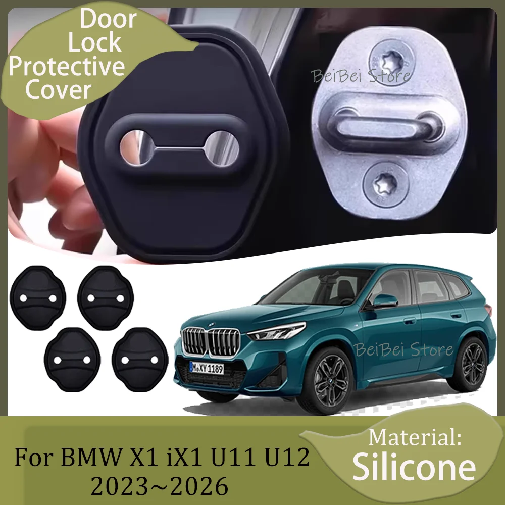 

Door Lock Cover For BMW X1 iX1 U11 U12 2023~2026 2024 2025 Car Silicone Door Lock Protective Cover Rust-proof Accessories