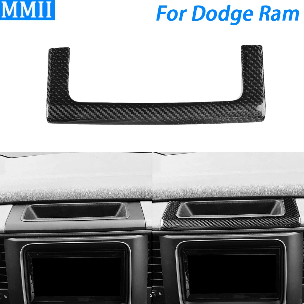 For Dodge Ram 1500 2013-2018 Real Dry Carbon Fiber Dashboard Storage Box Panel Cover Trim Car Interior Modification Accessories