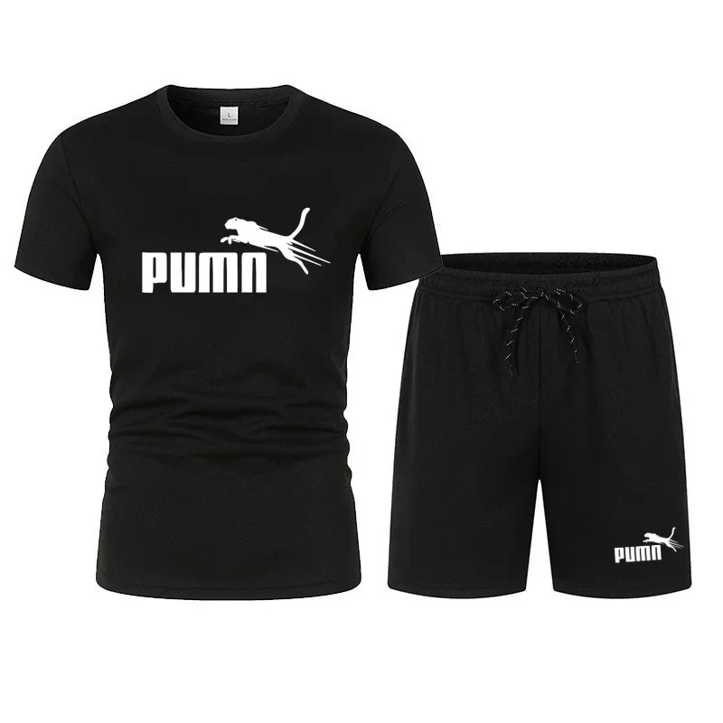 

Summer short-sleeved breathable round-neck T-shirt + shorts 2-piece set for men - jogging casual quick-drying sports outfit
