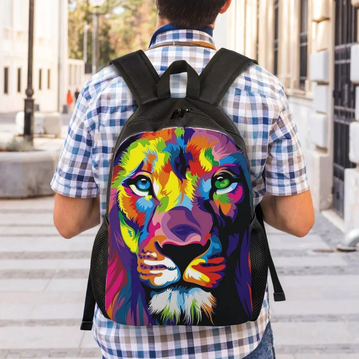 بانكسي قوس قزح الأسد الكتابة على الجدران فن البوب حقيبة ظهر الطالب حقيبة مدرسية المشي لمسافات طويلة السفر Daypack للبنين بنات الكتب حقائب الكتف