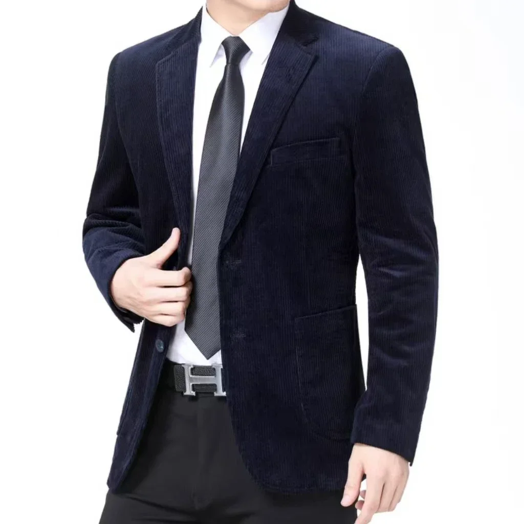 Men's Casual Corduroy Suit Jacket Retro Notch Lapel Regular Version Suit Elegant Tuxedos Wedding Evening Parties Prom Ceremony