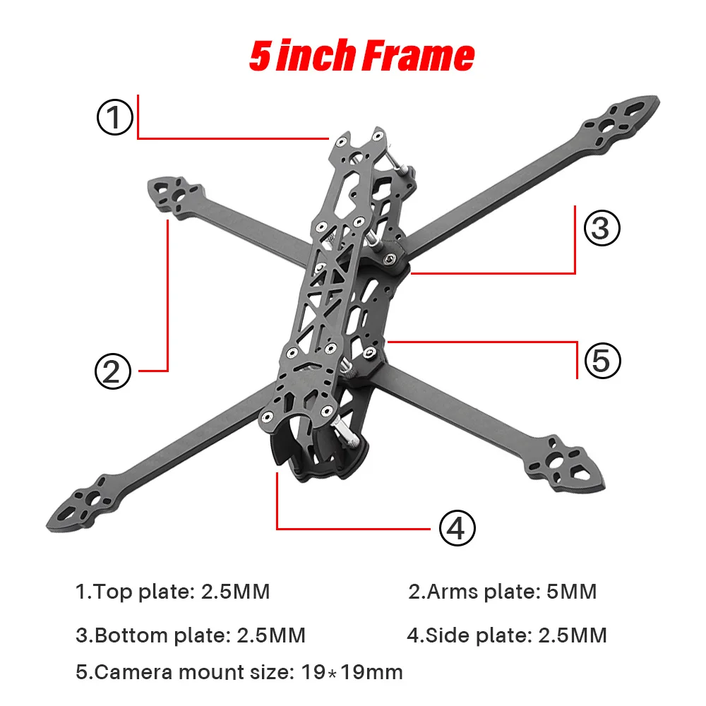 9IMOD Mark4 5 นิ้ว FPV Racing Drone กรอบ 225 มม.5 มม.3K คาร์บอนไฟเบอร์ 5 "FPV Freestyle RC Racing Drone พิมพ์ชิ้นส่วน
