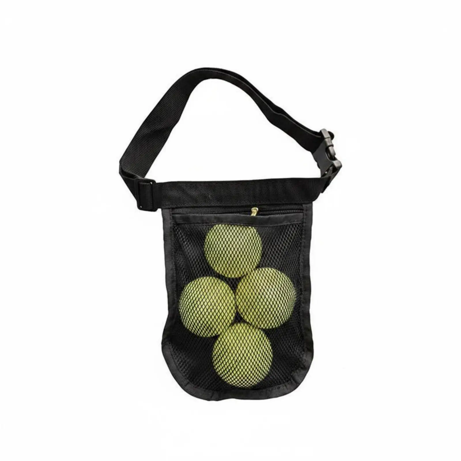Tennis Ball Carrier Adjustable Storage Mesh Pouch Waist Bag for Baseball Golf Players Practice