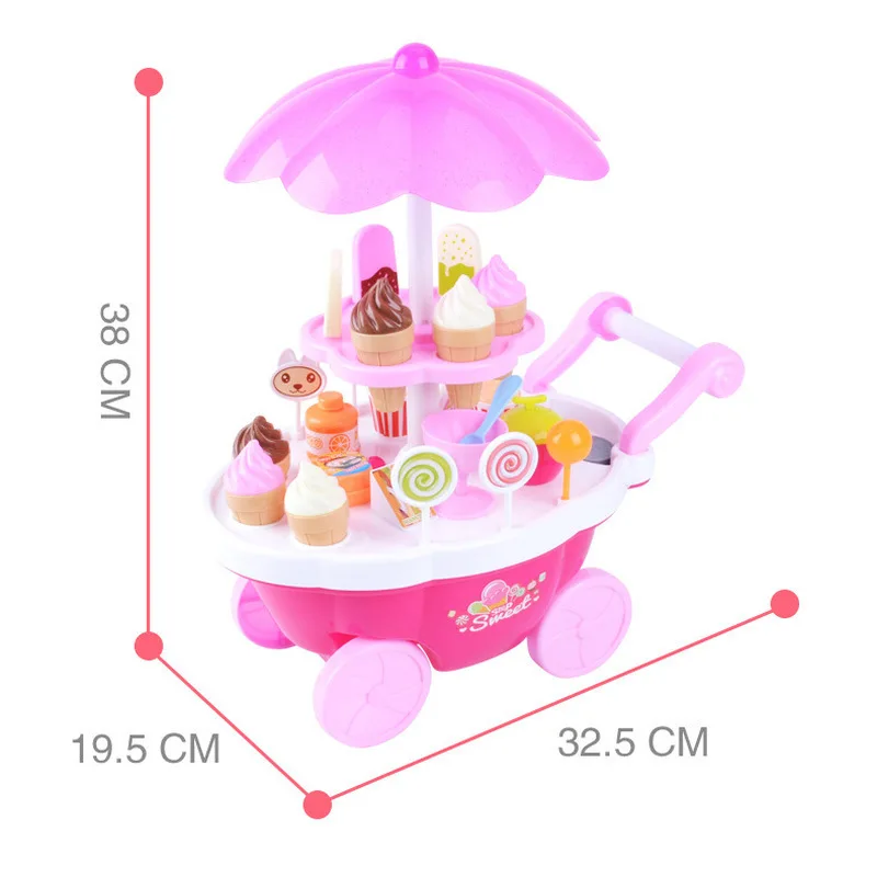 New Mini Simulation Ice Cream Candy Shop Trolley Play Toys Simulated Plays Music And Lighting Set Gift Box Toys 3-6year Old