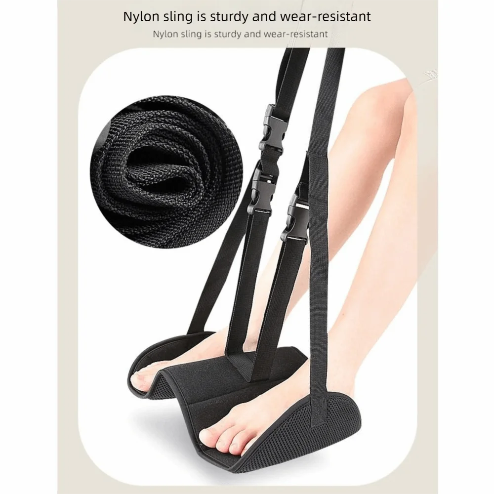 Adjustable Airplane Foot Hammock Breathable Comfortable Airplane Foot Rest Lightweight Foldable Travel Hanging Footrest Camping