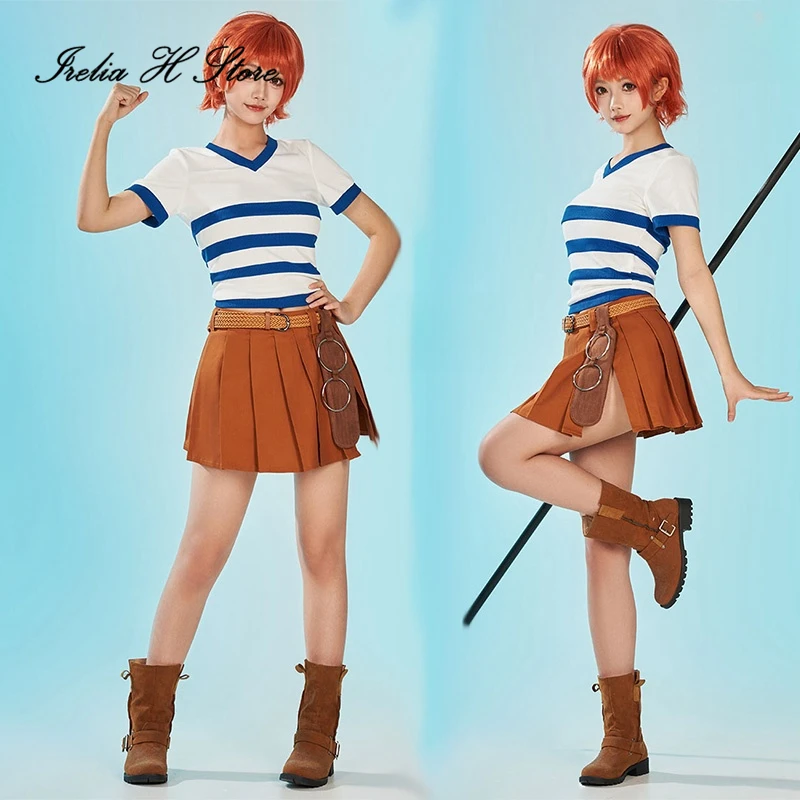 Irelia H ONE PIECE Nami Cosplay Costume Anime Nami Daily Suit Shirt Skirt Women Halloween Costume