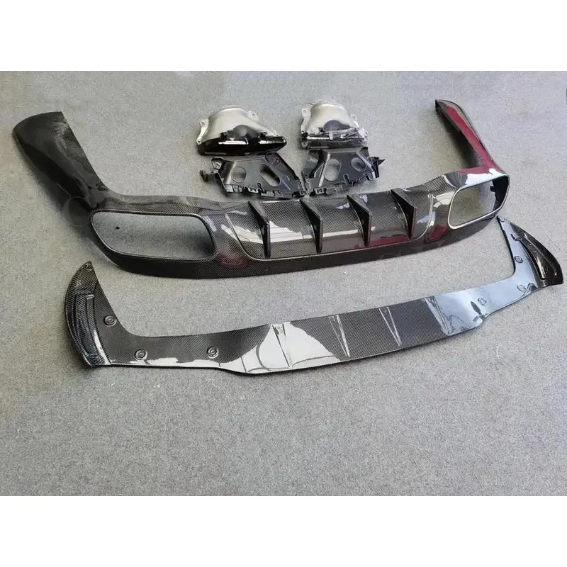 

Carbon Fiber CLS W257 CLS300 350 450 CLS53 63 2018-2021 Rear Bumper Diffuser with Silver Exhaust Tips