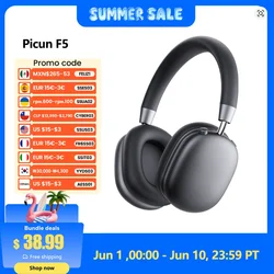Picun F5 ANC Wireless Bluetooth 5.3 Headphones Hi-Res Audio Over Ear Headset 25dB Adaptive Noise Cancellation Earphones 50H