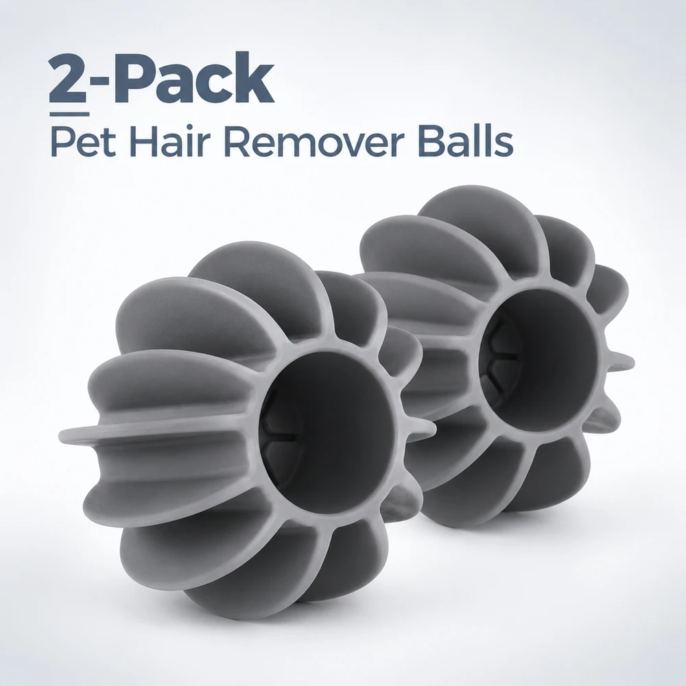 2 Pack Large Grey Laundry Balls Reusable Pet Hair Remover Anti Tangle Fabric Cleaner Manual Wash Tool for Home Use