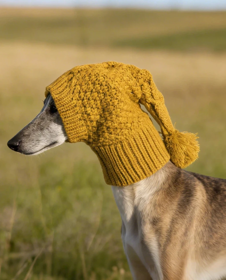 Weiche, dehnbare, gestrickte Hundemütze mit Bommel, winddichte, warme Winter-Hundekopfbedeckung, gemütliche Haustiermütze für Spaziergänge im Freien. – Detail 15