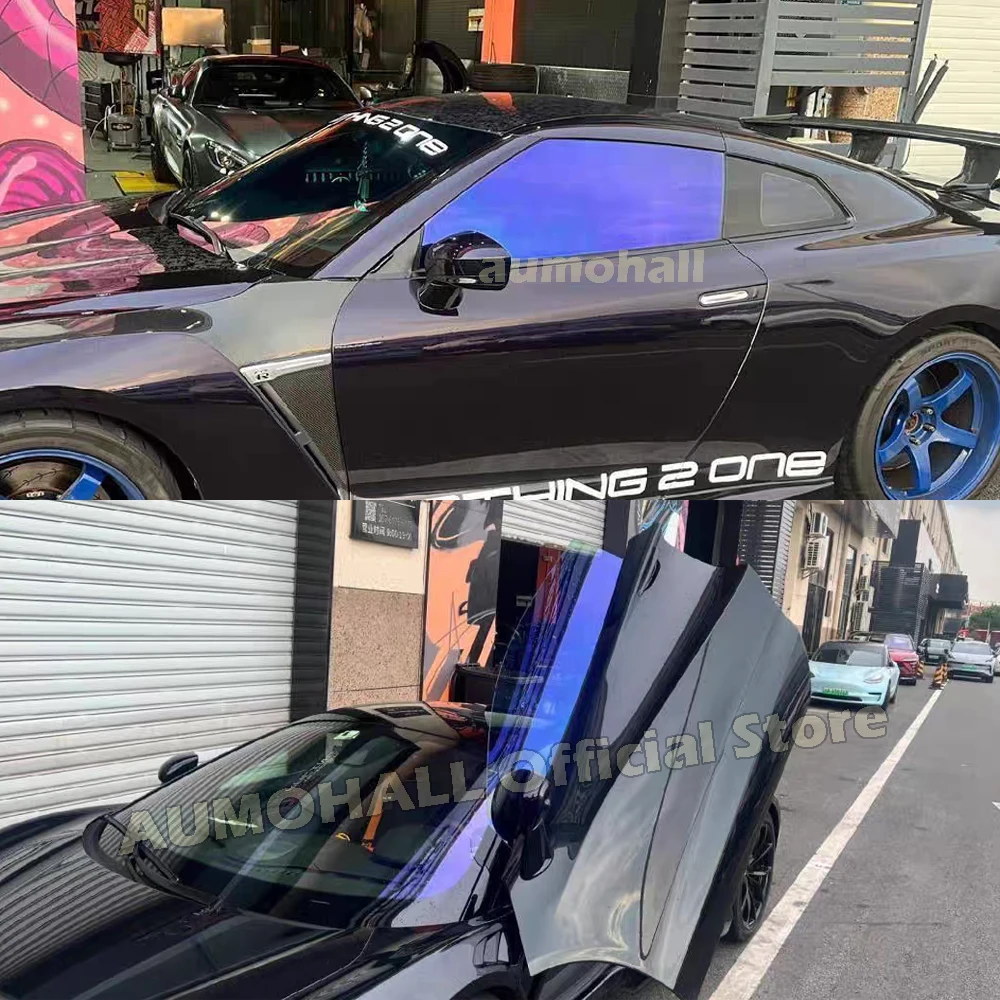 50X300cm VLT 74% Imperial Purple Chameleon Car Side Window Tints, Solar Film, Violet Blue Color Change Glass Window Tint Foil