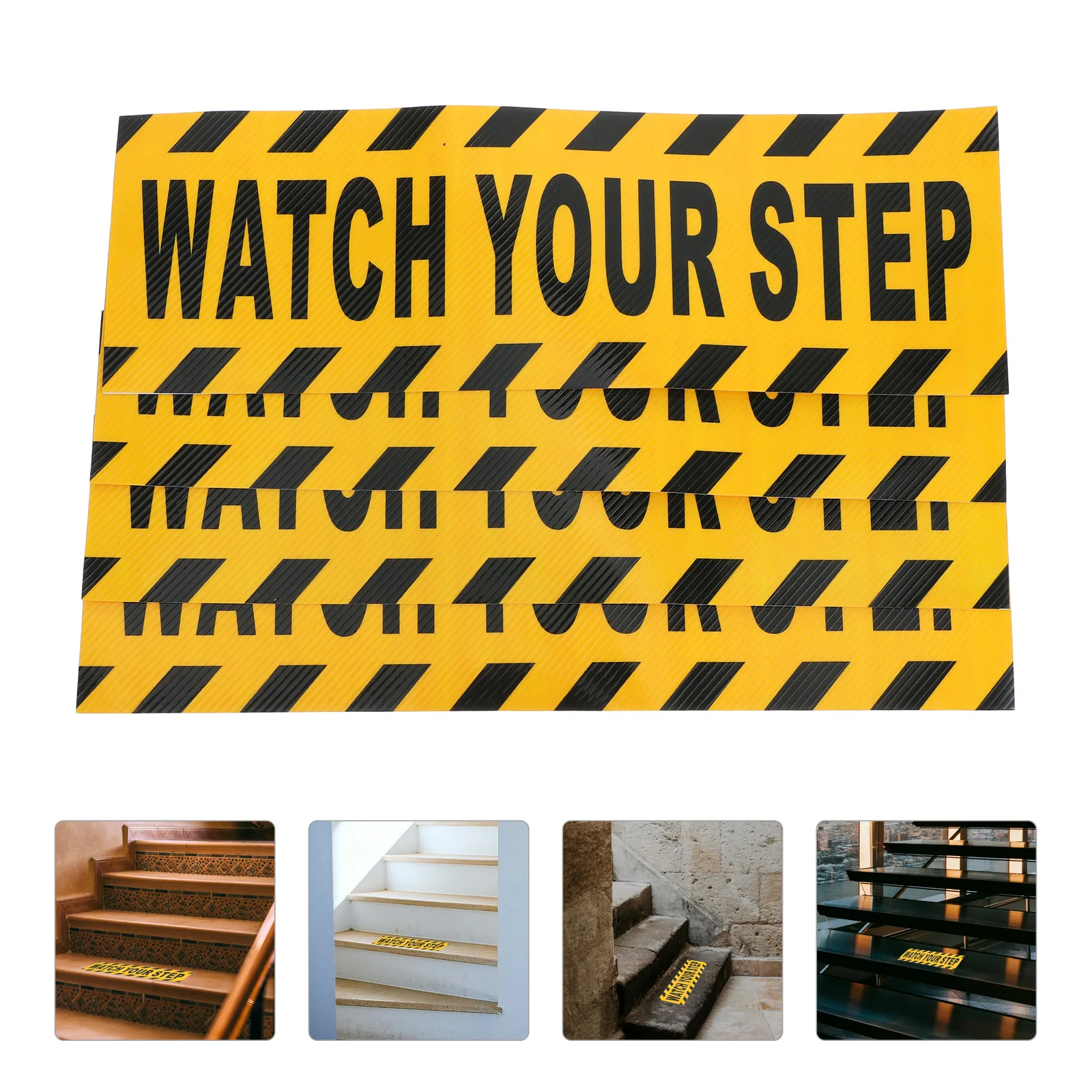 

4 Pcs Floor Reminder Anti-slip Stickers Abrasive Tape Caution Step Sign Non-slip
