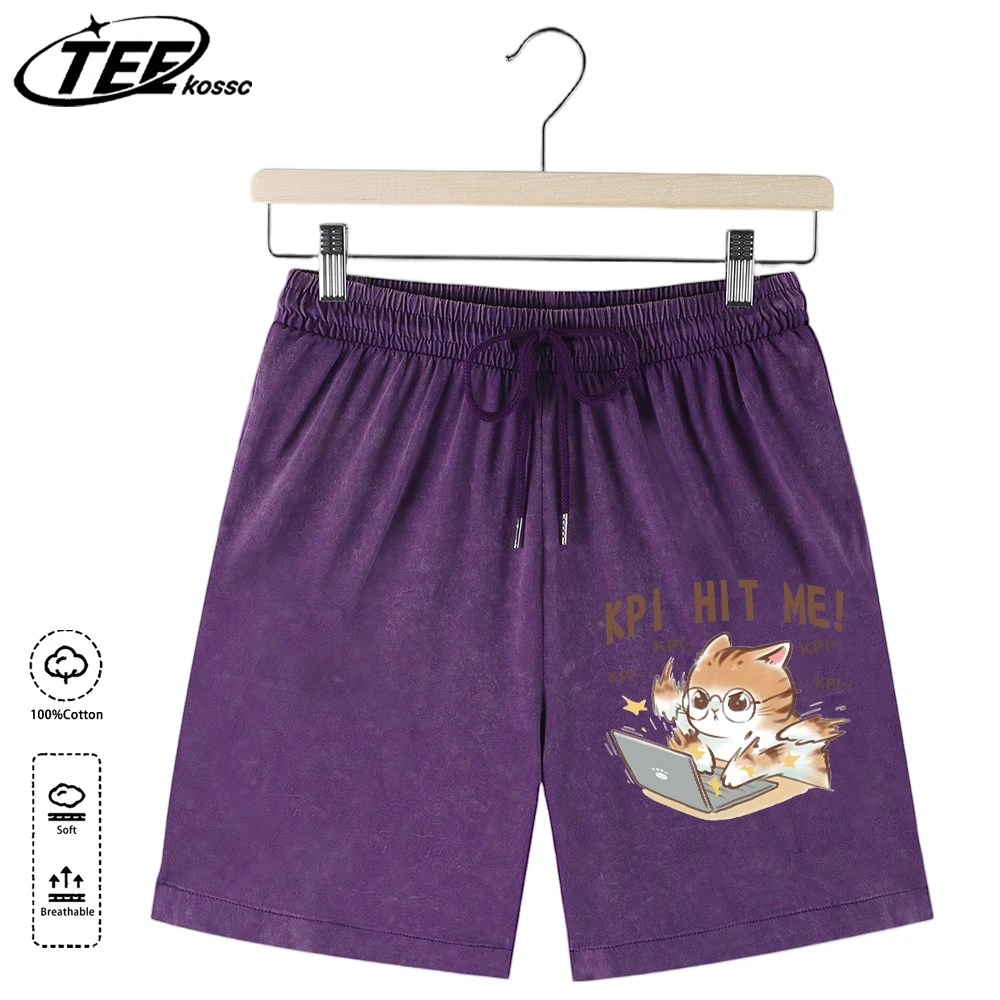 

Мужские летние повседневные шорты Creative Workings Cat Computer Kpi Design, простые хлопковые, с эффектом потертости, в стиле ретро, для офиса, пляжа и спорта